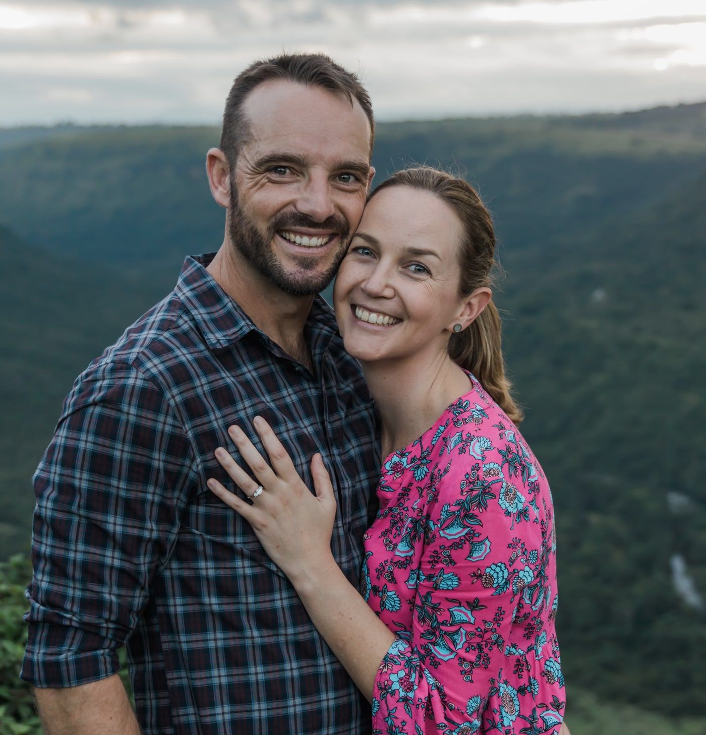 Alex with her husband James overlooking a Midlands valley